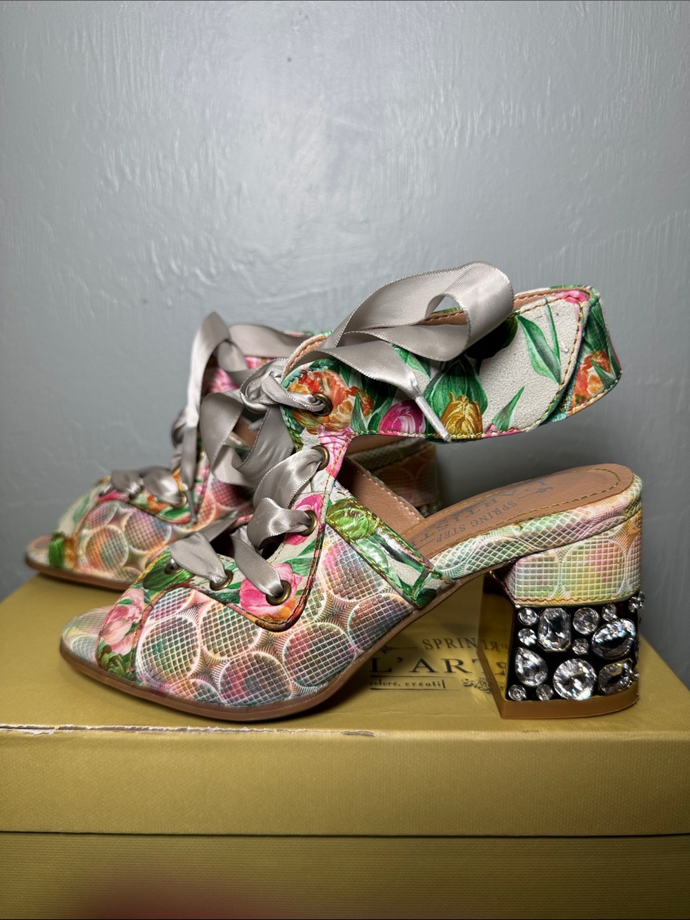 L'Artiste Spring Step Sandal w/ Jeweled Heels - Picture 4 of 16